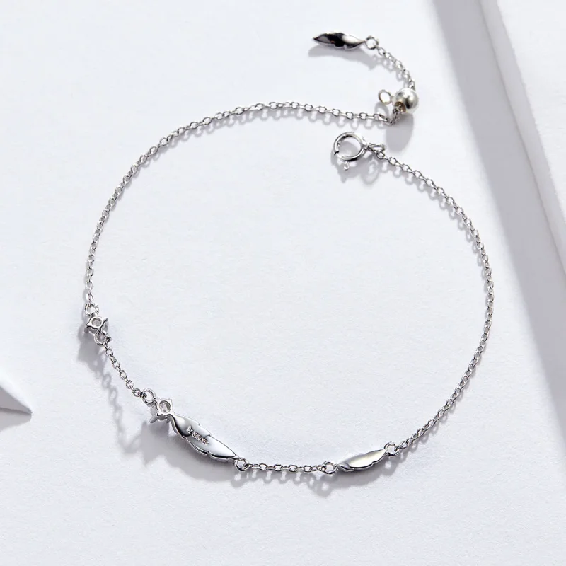 (image for) Silver Feather Chain Slider Bracelet - PANDORA Style - SCB133 - View 4