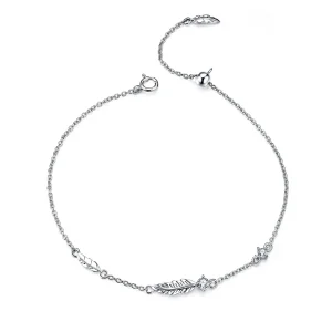 (image for) Silver Feather Chain Slider Bracelet - PANDORA Style - SCB133