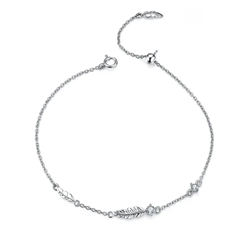 (image for) Silver Feather Chain Slider Bracelet - PANDORA Style - SCB133 - Product Image
