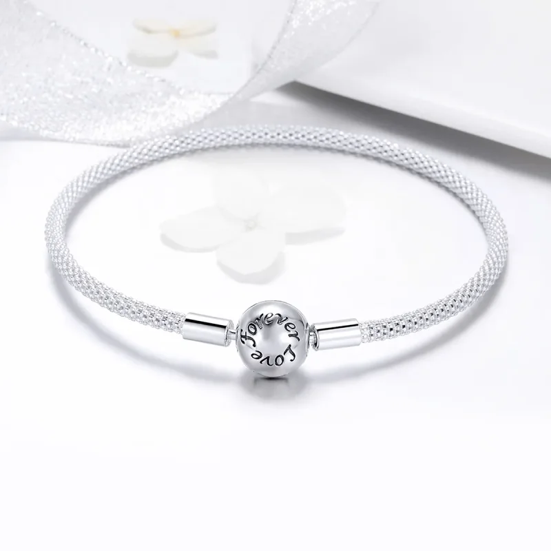 (image for) Silver Forever Love Mesh Bracelet - PANDORA Style - SCB105 - View 4