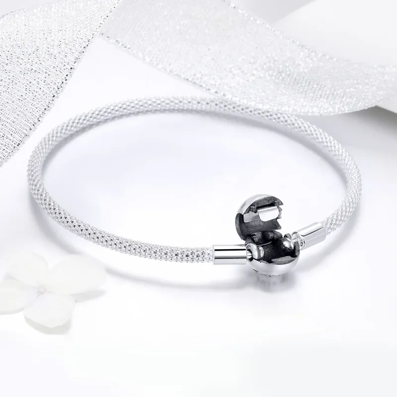 (image for) Silver Forever Love Mesh Bracelet - PANDORA Style - SCB105 - View 5