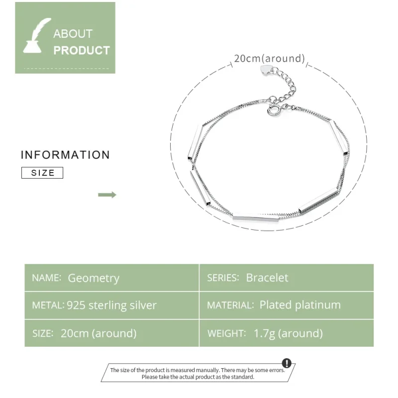 (image for) Silver Geometry Chain Slider Bracelet - PANDORA Style - SCB170 - View 5