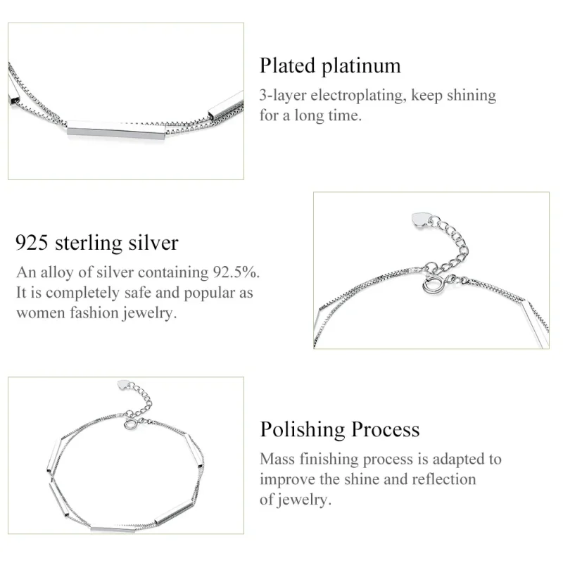 (image for) Silver Geometry Chain Slider Bracelet - PANDORA Style - SCB170 - View 6