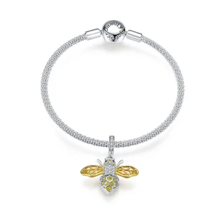 (image for) Silver & Gold-Plated Bee Mesh Bracelet - PANDORA Style - SCB830