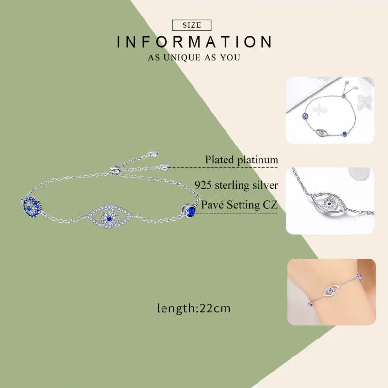 (image for) Silver Guardian Eye Chain Slider Bracelet - PANDORA Style - SCB089 - View 6