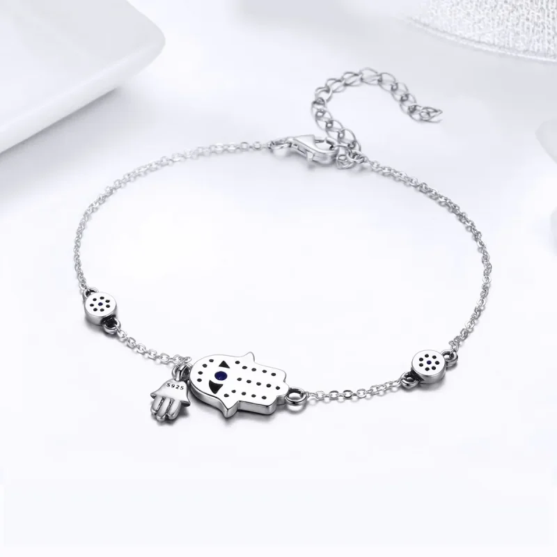 (image for) Silver Hand of Fatima Chain Slider Bracelet - PANDORA Style - SCB079 - View 4