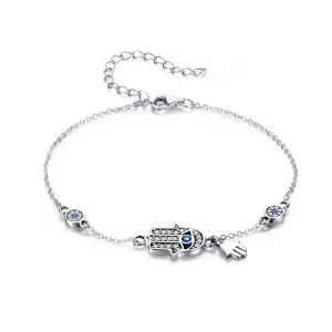 (image for) Silver Hand of Fatima Chain Slider Bracelet - PANDORA Style - SCB079
