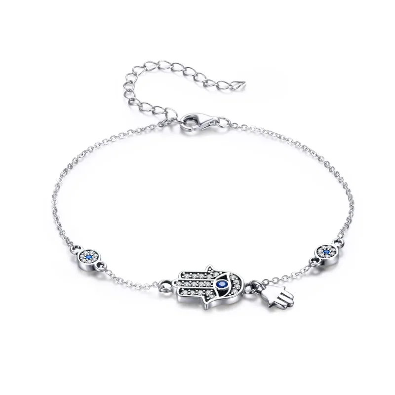(image for) Silver Hand of Fatima Chain Slider Bracelet - PANDORA Style - SCB079 - Product Image