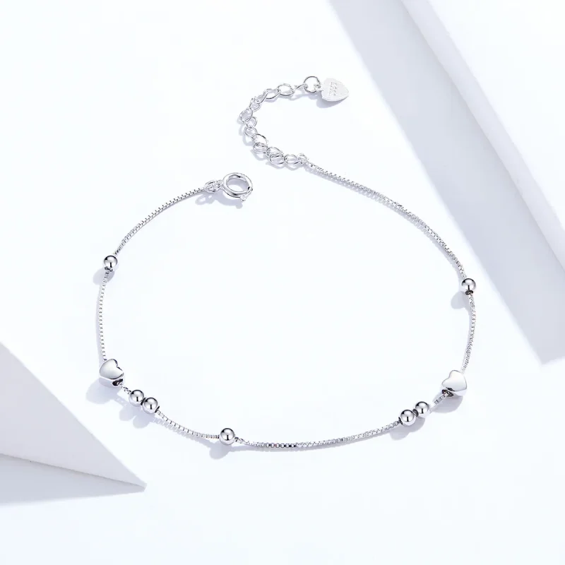 (image for) Silver Heart Chain Slider Bracelet - PANDORA Style - SCB172 - View 3