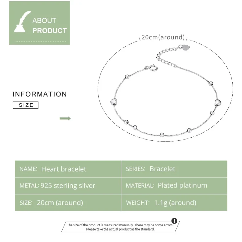 (image for) Silver Heart Chain Slider Bracelet - PANDORA Style - SCB172 - View 4