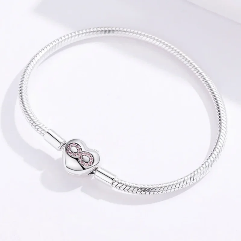 (image for) Silver Heart of Eternity Slider Bracelet - PANDORA Style - SCB142 - View 4