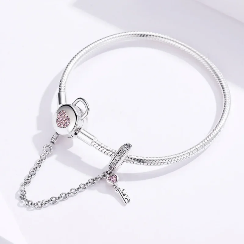 (image for) Silver Heartskey Slider Bracelet - PANDORA Style - SCB143 - View 3