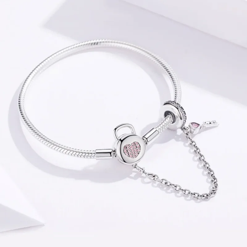(image for) Silver Heartskey Slider Bracelet - PANDORA Style - SCB143 - View 4