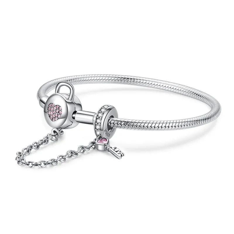 (image for) Silver Heartskey Slider Bracelet - PANDORA Style - SCB143 - Product Image