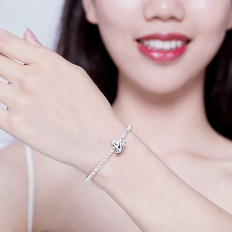(image for) Silver Letter A Mesh Bracelet - PANDORA Style - SCB829 - View 2