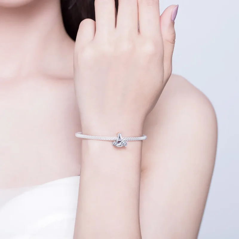 (image for) Silver Letter A Mesh Bracelet - PANDORA Style - SCB829 - View 3