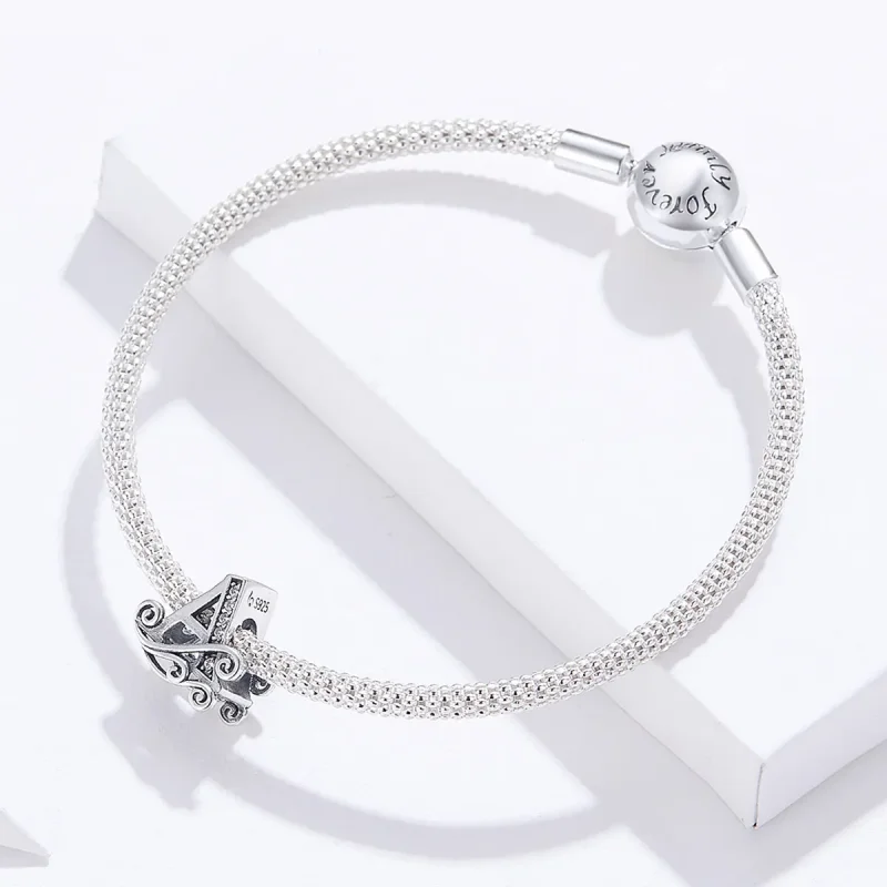 (image for) Silver Letter A Mesh Bracelet - PANDORA Style - SCB829 - View 4