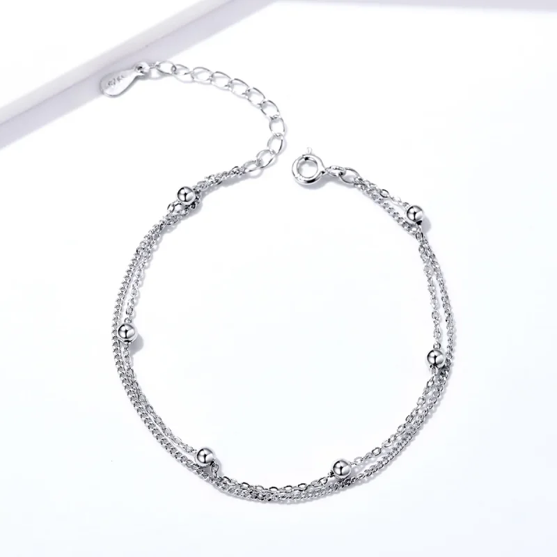 (image for) Silver Little Beads Chain Slider Bracelet - PANDORA Style - SCB131 - Product Image
