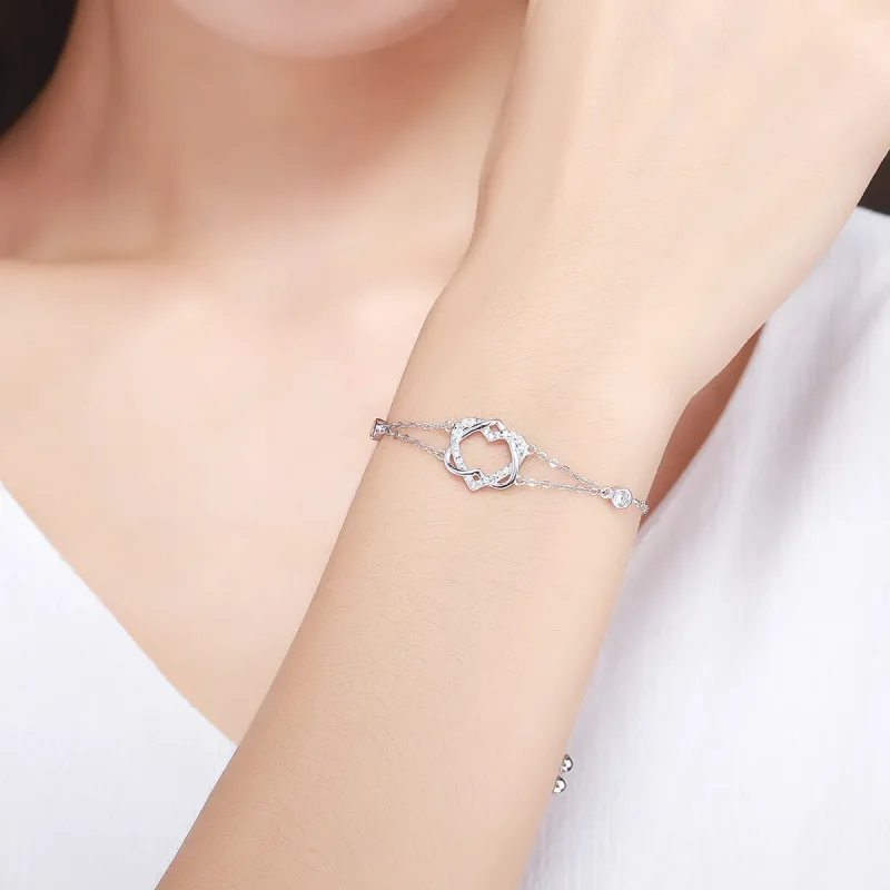 (image for) Silver Love Cardiogram Anniversary Slider Bracelet - PANDORA Style - SCB022 - View 2