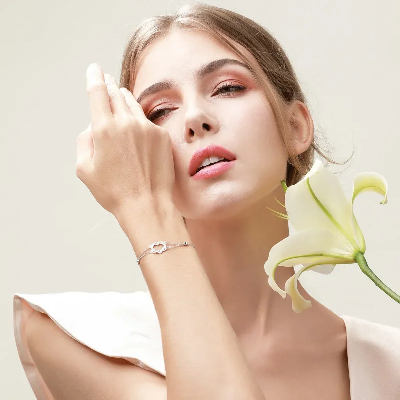 (image for) Silver Love Cardiogram Anniversary Slider Bracelet - PANDORA Style - SCB022 - View 3