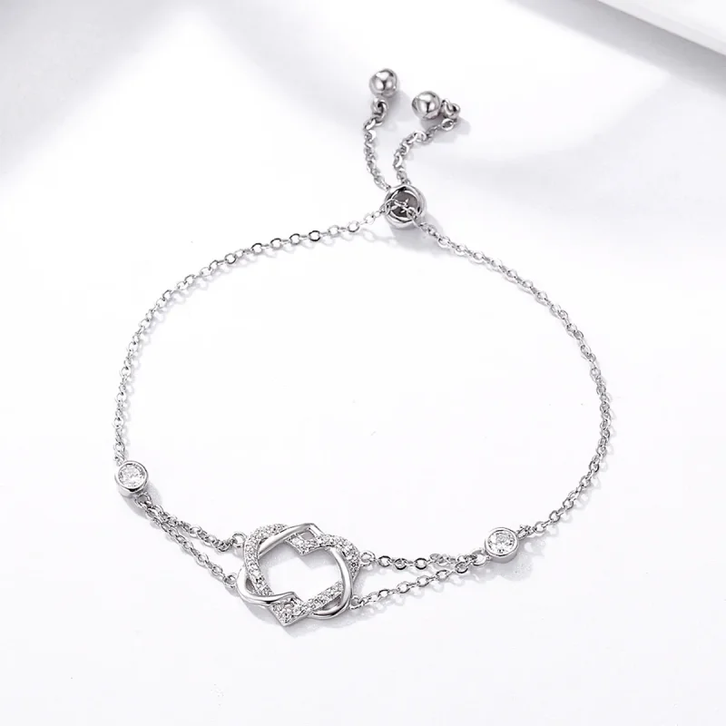 (image for) Silver Love Cardiogram Anniversary Slider Bracelet - PANDORA Style - SCB022 - View 4
