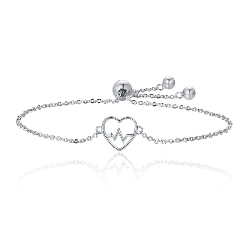 (image for) Silver Love Cardiogram Slider Bracelet - PANDORA Style - SCB019 - Product Image