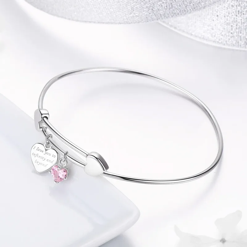 (image for) Silver Love Promise Charm Entwined Slider Bangle - PANDORA Style - SCB124 - View 3
