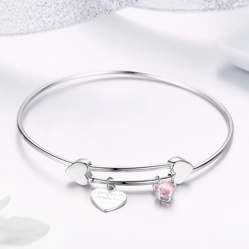 (image for) Silver Love Promise Charm Entwined Slider Bangle - PANDORA Style - SCB124 - View 4