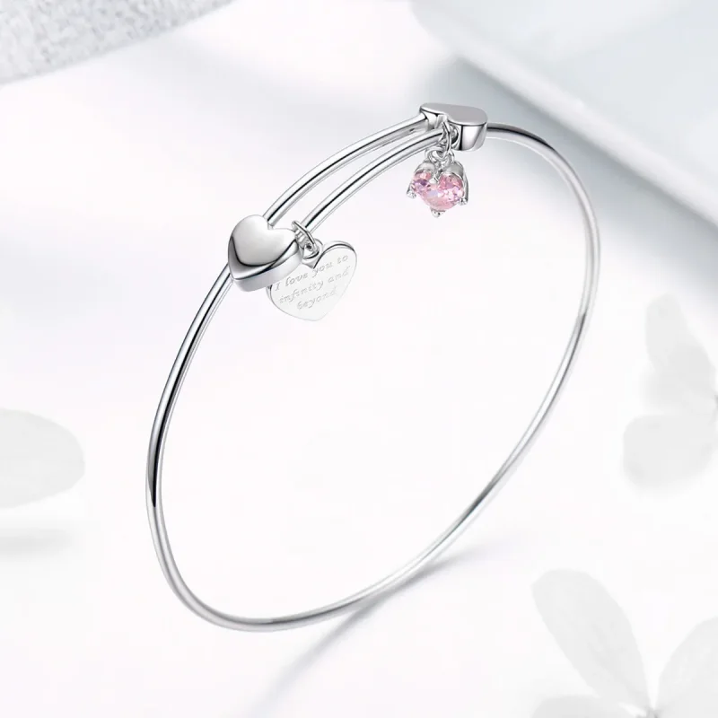 (image for) Silver Love Promise Charm Entwined Slider Bangle - PANDORA Style - SCB124 - View 5