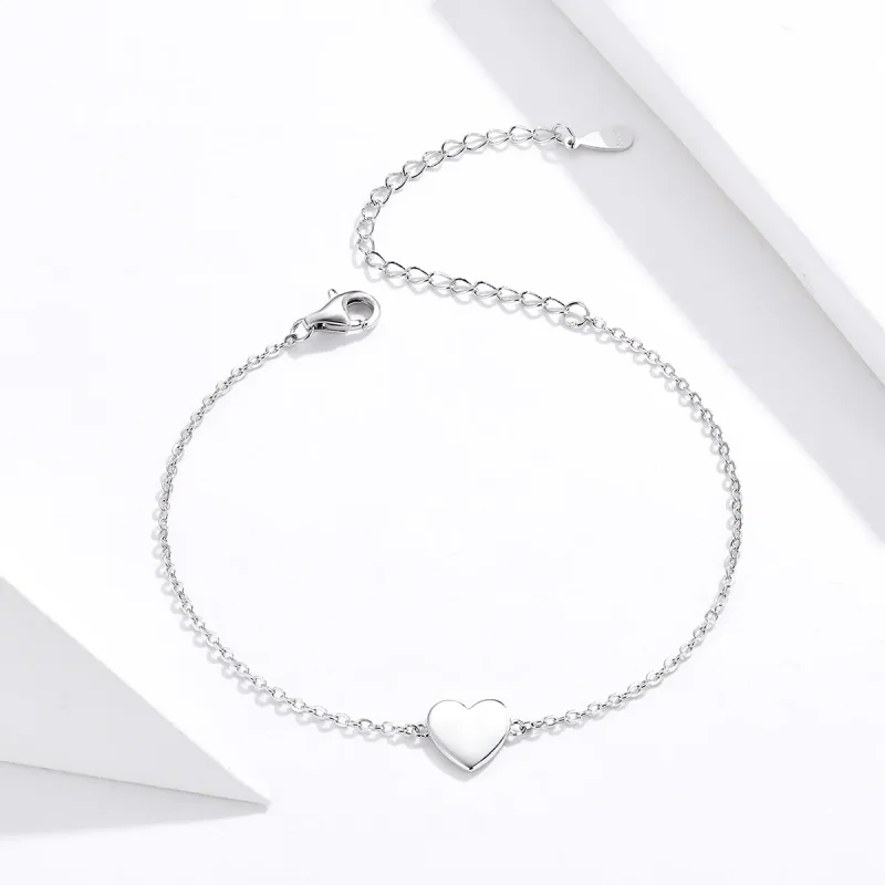 (image for) Silver Loved Heart Chain Slider Bracelet - PANDORA Style - SCB161 - View 3