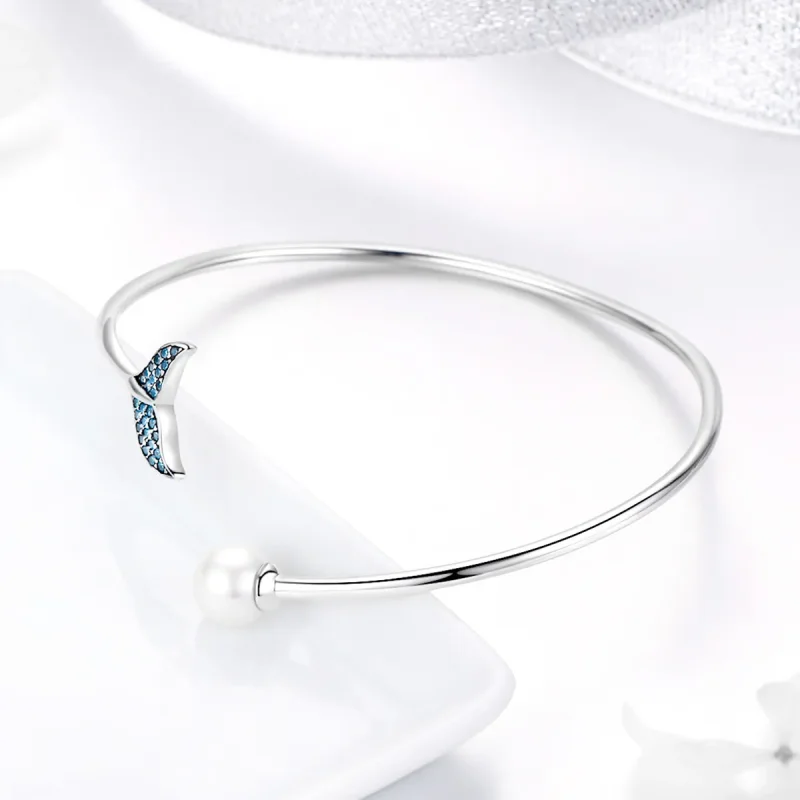 (image for) Silver Mermaid's Tear Open Bangle - PANDORA Style - SCB123 - View 4