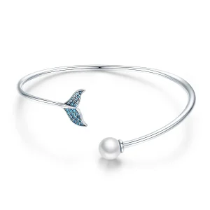 (image for) Silver Mermaid's Tear Open Bangle - PANDORA Style - SCB123