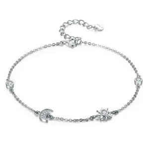 (image for) Silver Moon Sun and Stars Chain Slider Bracelet - PANDORA Style - SCB081