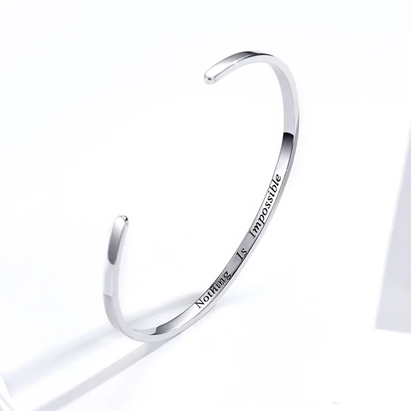 (image for) Silver Nothing Is Impossible Open Cuff Bangle - PANDORA Style - SCB160 - View 3