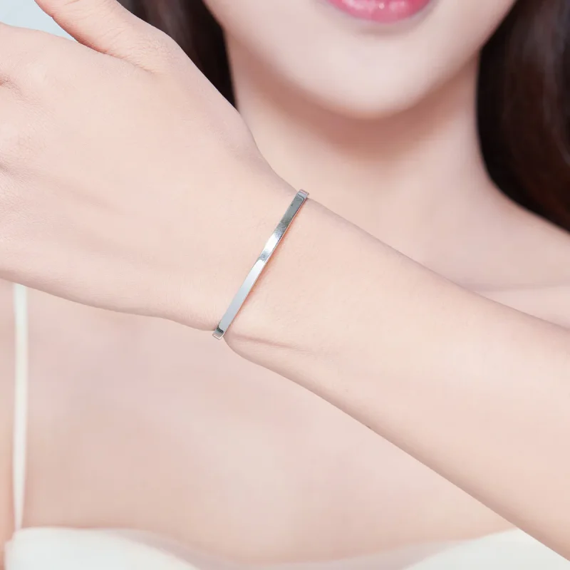 (image for) Silver Nothing Is Impossible Open Cuff Bangle - PANDORA Style - SCB160 - View 5