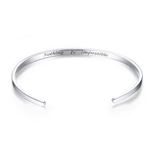 (image for) Silver Nothing Is Impossible Open Cuff Bangle - PANDORA Style - SCB160