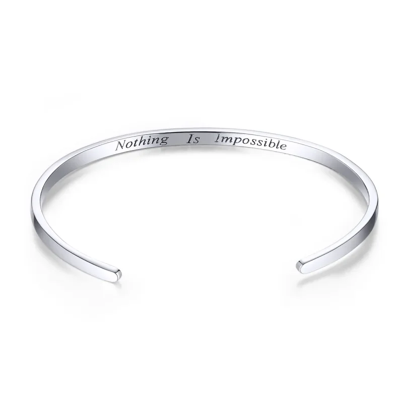 (image for) Silver Nothing Is Impossible Open Cuff Bangle - PANDORA Style - SCB160 - Product Image