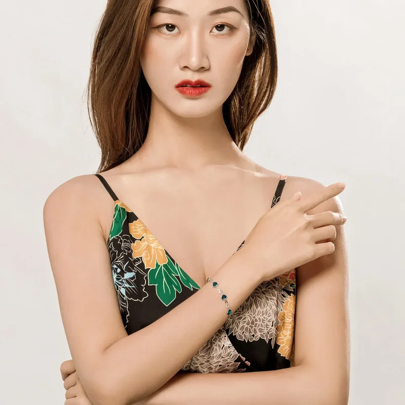 (image for) Silver Ocean Heart Chain Slider Bracelet - PANDORA Style - SCB163 - View 5