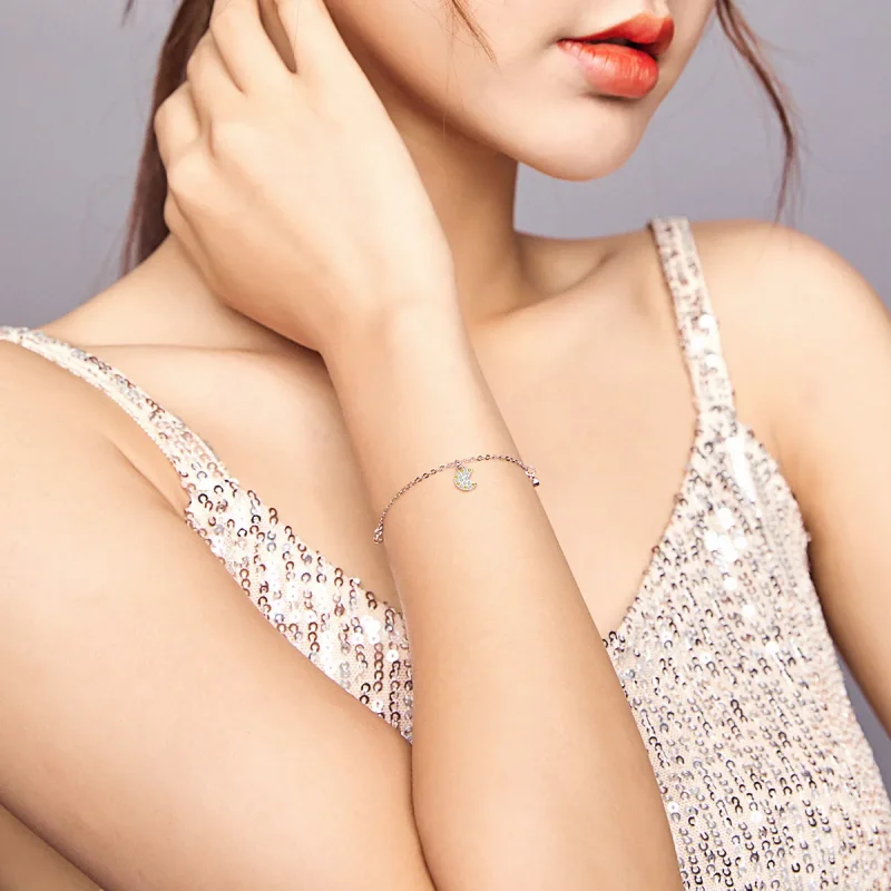 (image for) Silver Pac-Man Chain Slider Bracelet - PANDORA Style - SCB183 - View 3