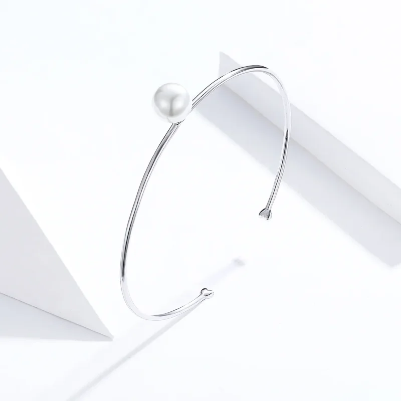 (image for) Silver Quiet Pearl Open Bangle - PANDORA Style - SCB168 - View 4