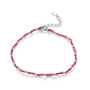 (image for) Silver & Red Rope Bracelet - PANDORA Style - SCB173-Rd