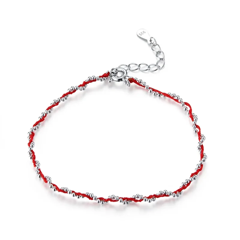 (image for) Silver & Red Rope Bracelet - PANDORA Style - SCB173-Rd - Product Image