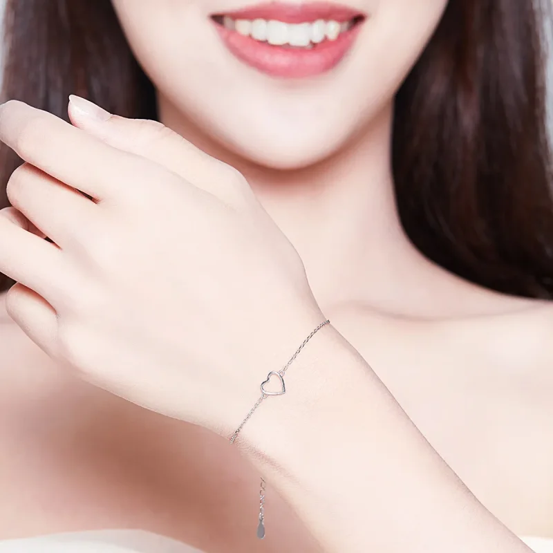 (image for) Silver Shape of Love Chain Slider Bracelet - PANDORA Style - SCB159 - View 2