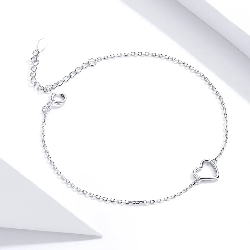 (image for) Silver Shape of Love Chain Slider Bracelet - PANDORA Style - SCB159 - View 4