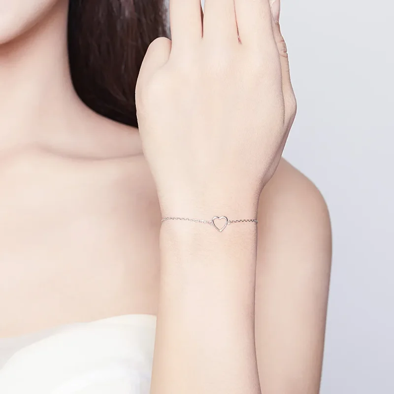 (image for) Silver Shape of Love Chain Slider Bracelet - PANDORA Style - SCB159 - View 5