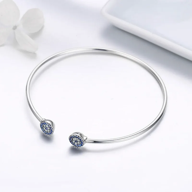 (image for) Silver Shining Stars Open Bangle - PANDORA Style - SCB058 - View 4
