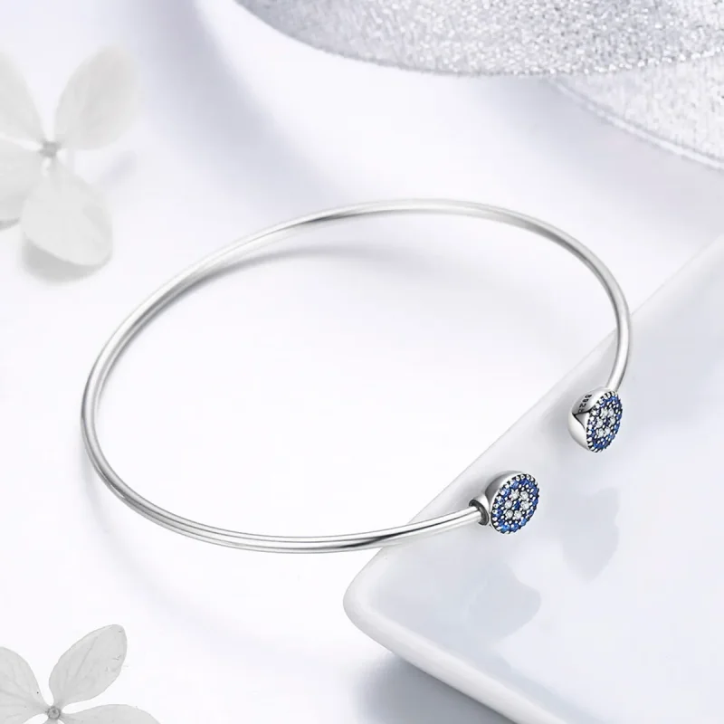 (image for) Silver Shining Stars Open Bangle - PANDORA Style - SCB058 - View 5