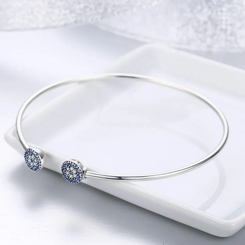 (image for) Silver Shining Stars Open Bangle - PANDORA Style - SCB058 - View 6
