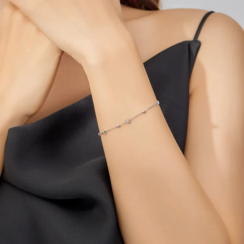 (image for) Silver Star Chain Slider Bracelet - PANDORA Style - SCB171 - View 2