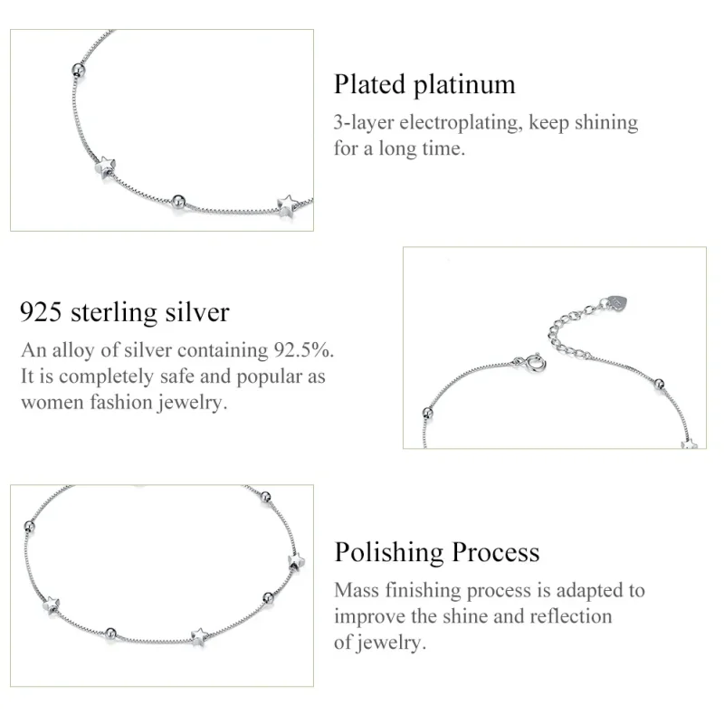 (image for) Silver Star Chain Slider Bracelet - PANDORA Style - SCB171 - View 5